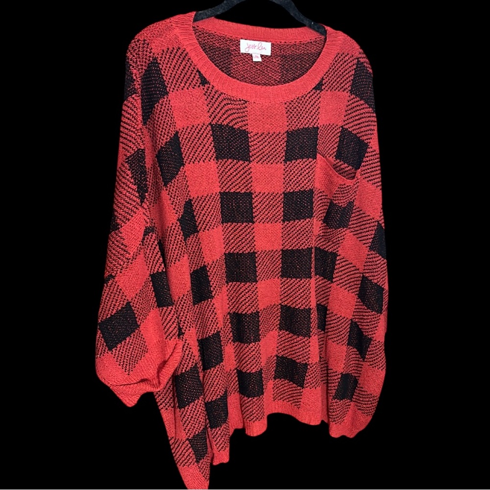 Jess Lea new red and black large checked sweater.